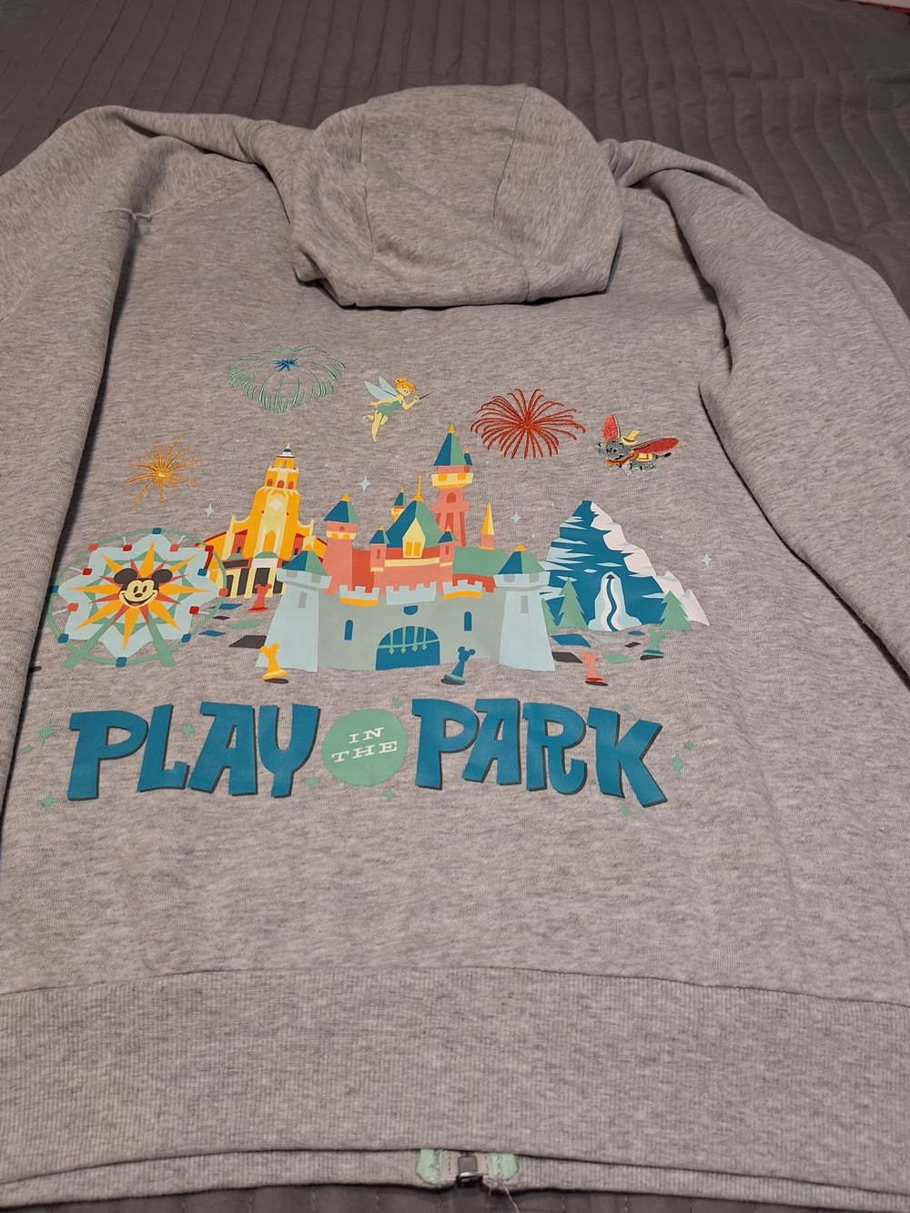 Disney Gray 'Play in the Park' Hooded Sweatshirt with Colorful Park Graphic